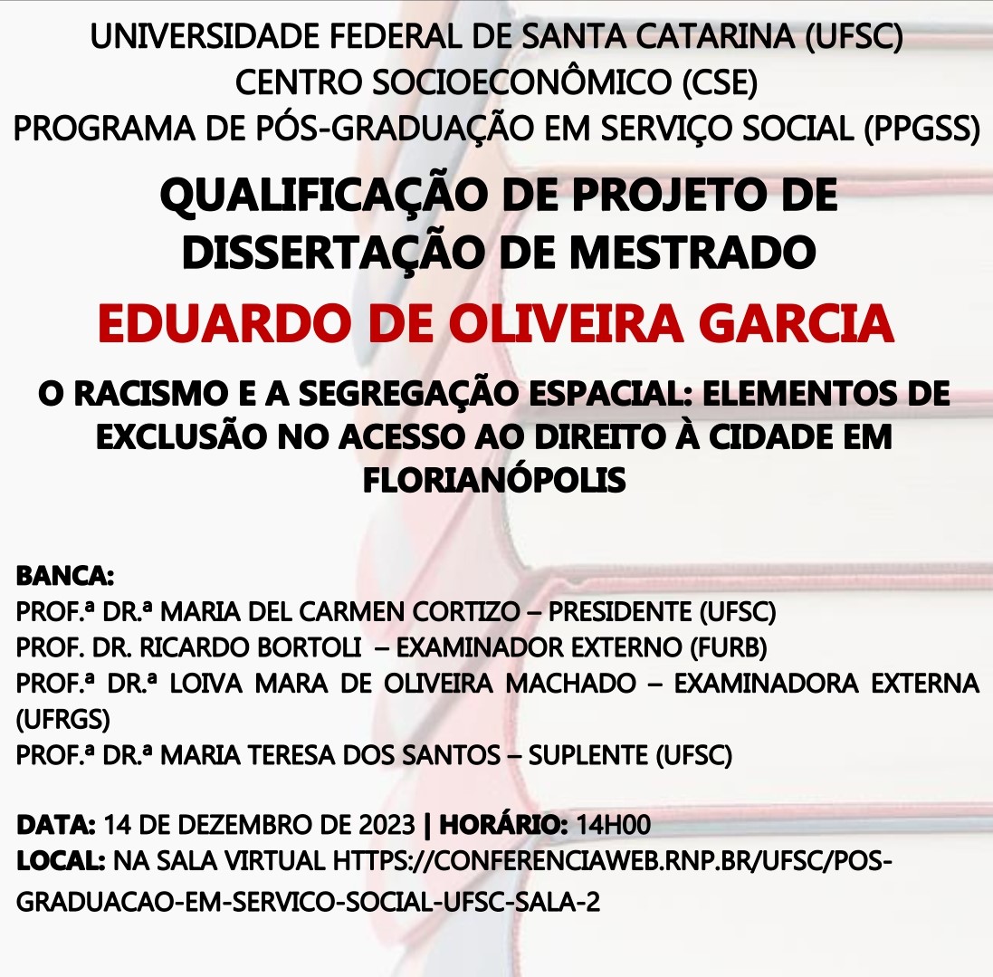 Banca de qualificação de mestrado – Programa de Pós-Graduação em Direito –  Mestrado em Direito